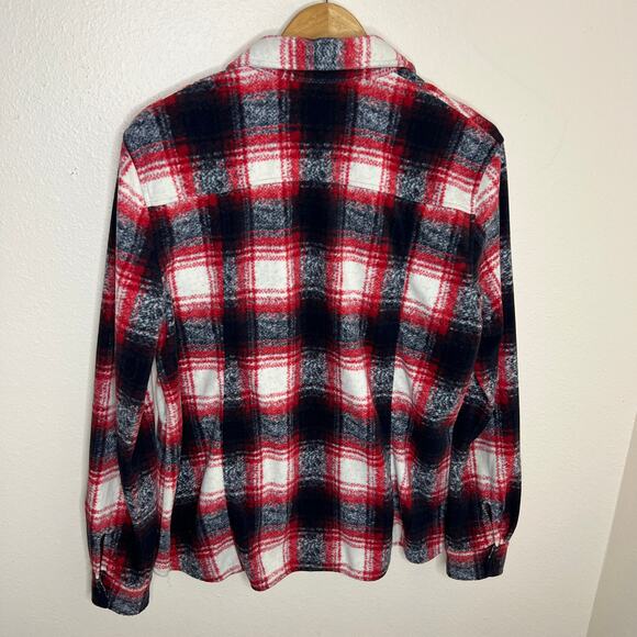 Eddie Bauer Red Black White Plaid Button Up Top XL - Picture 5 of 9